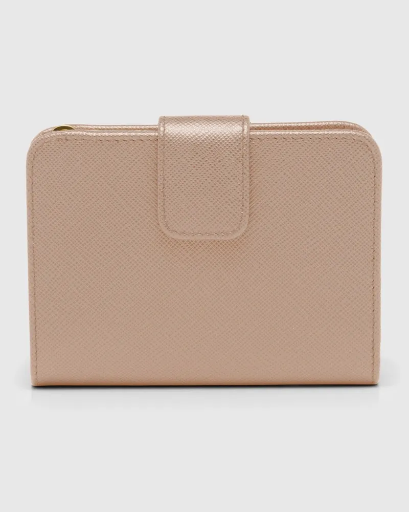 Prada Kleines Portemonnaie aus Saffiano Leder Puderrosa