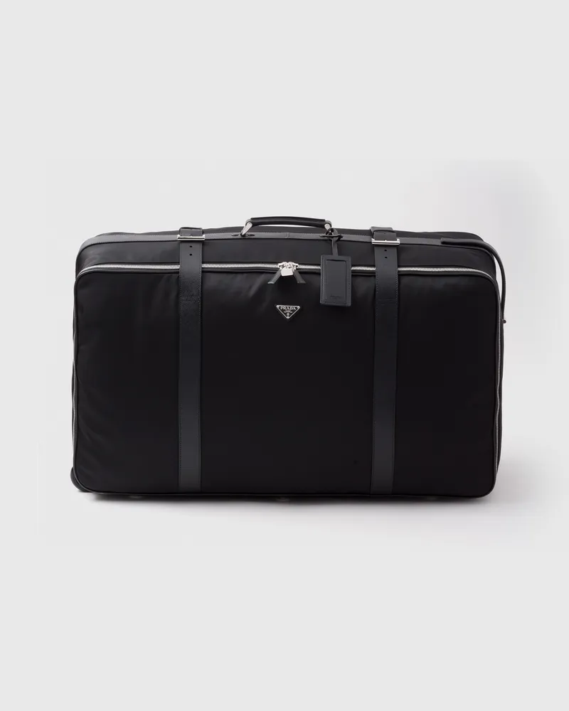 Prada Koffer aus Re-Nylon und Saffiano-Leder Schwarz