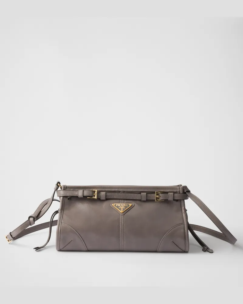 Prada Bonnie Kleine Schultertasche aus Leder Zinngrau