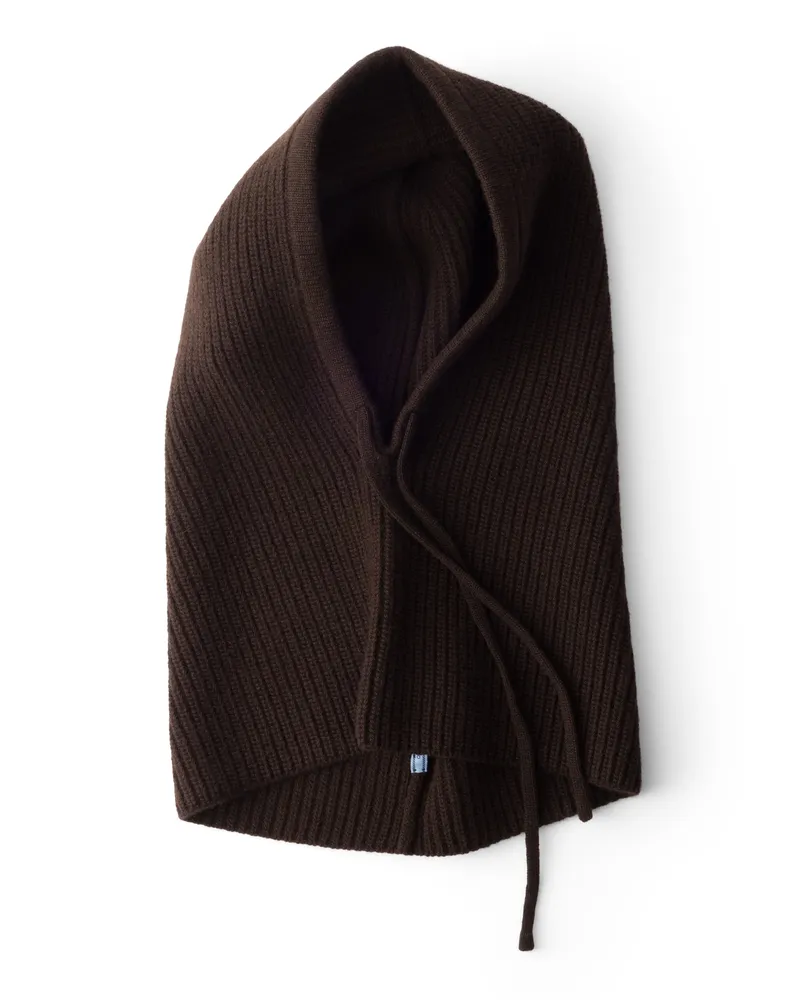Prada Strickkapuze Aus Wolle Und Kaschmir, Damen, Dunkelbraun Dunkelbraun