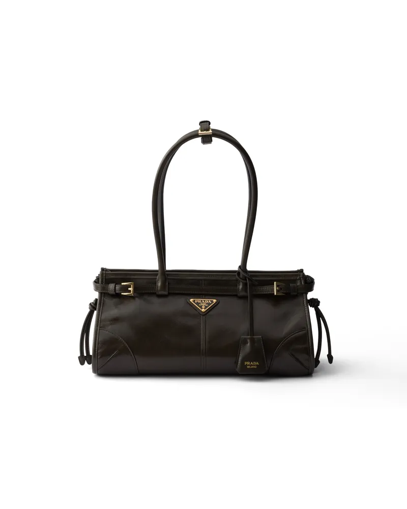 Prada Bonnie Mittelgroße Tasche Aus Leder, Damen, Waldgrün Waldgrün