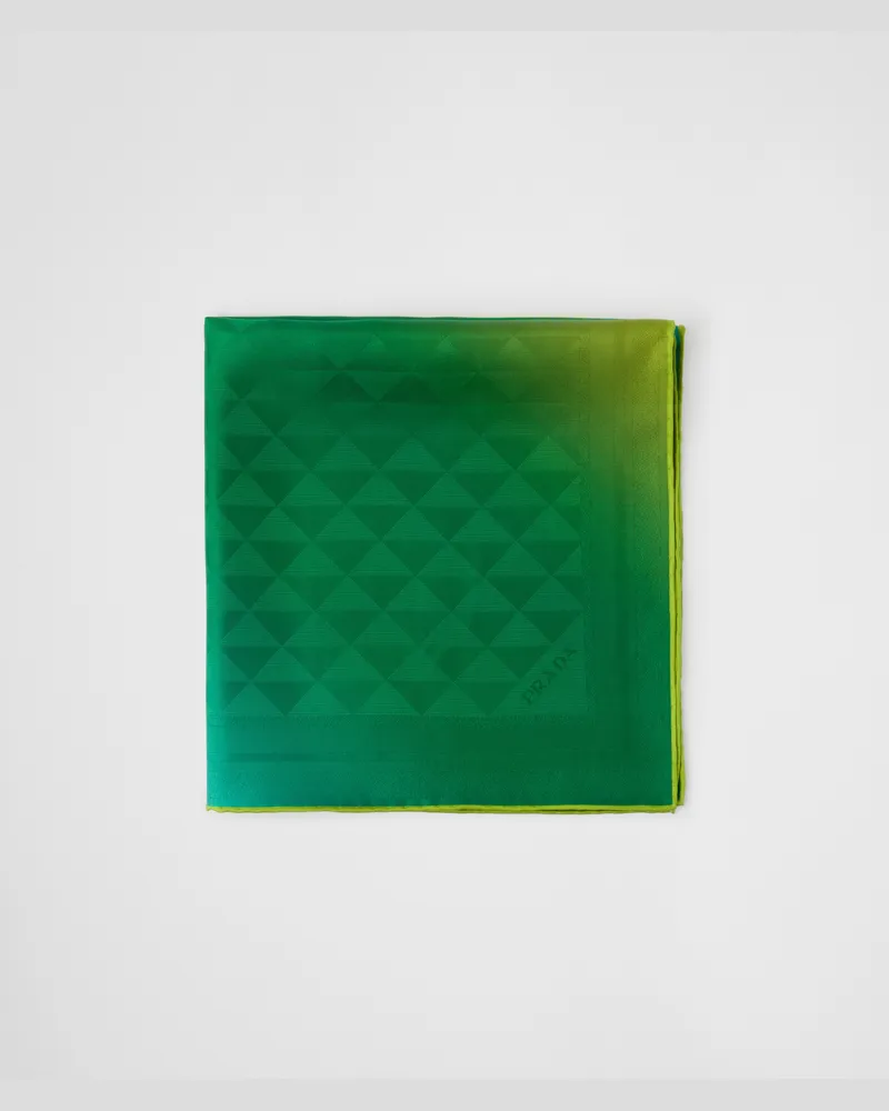 Prada Schal aus Seidentwill mit Print, 55 x 55 Hellgrün