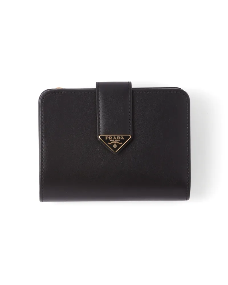 Prada Kleine Geldbörse Aus Leder, Damen, Schwarz Schwarz