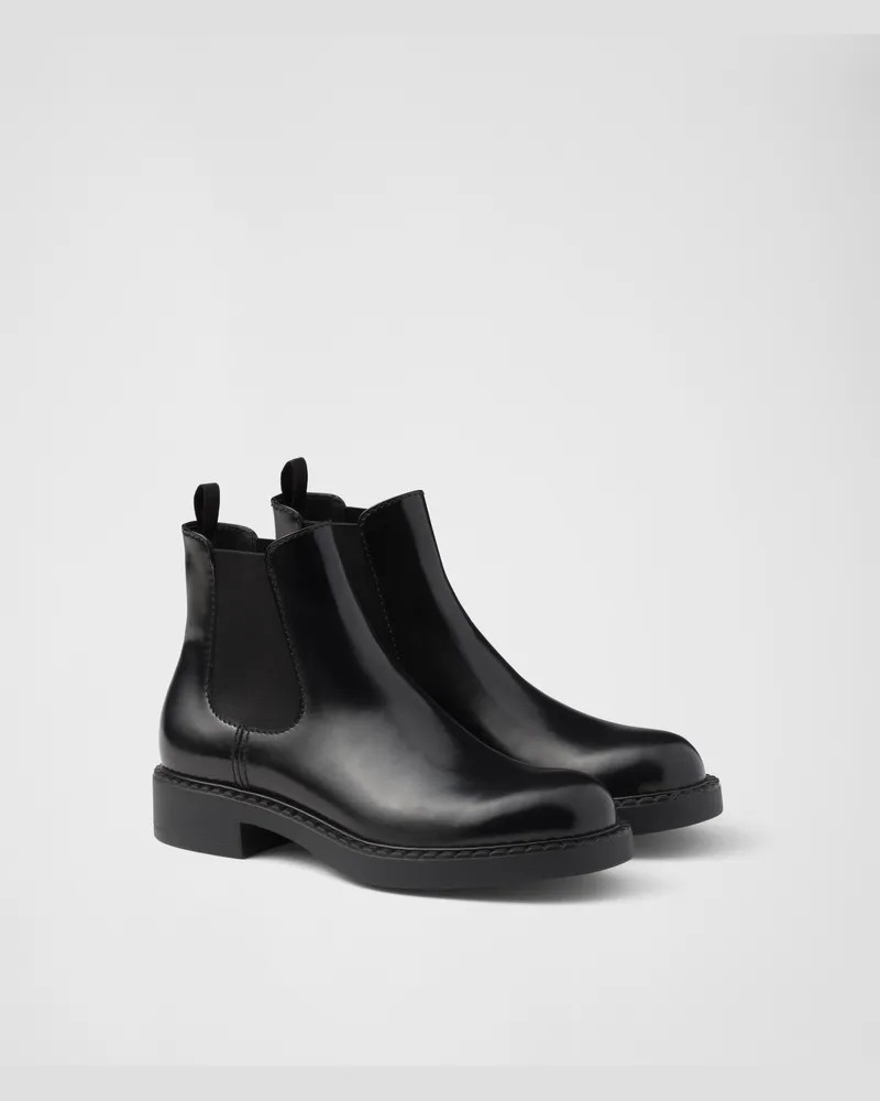 Prada Chelsea-Boots aus gebürstetem Leder Schwarz