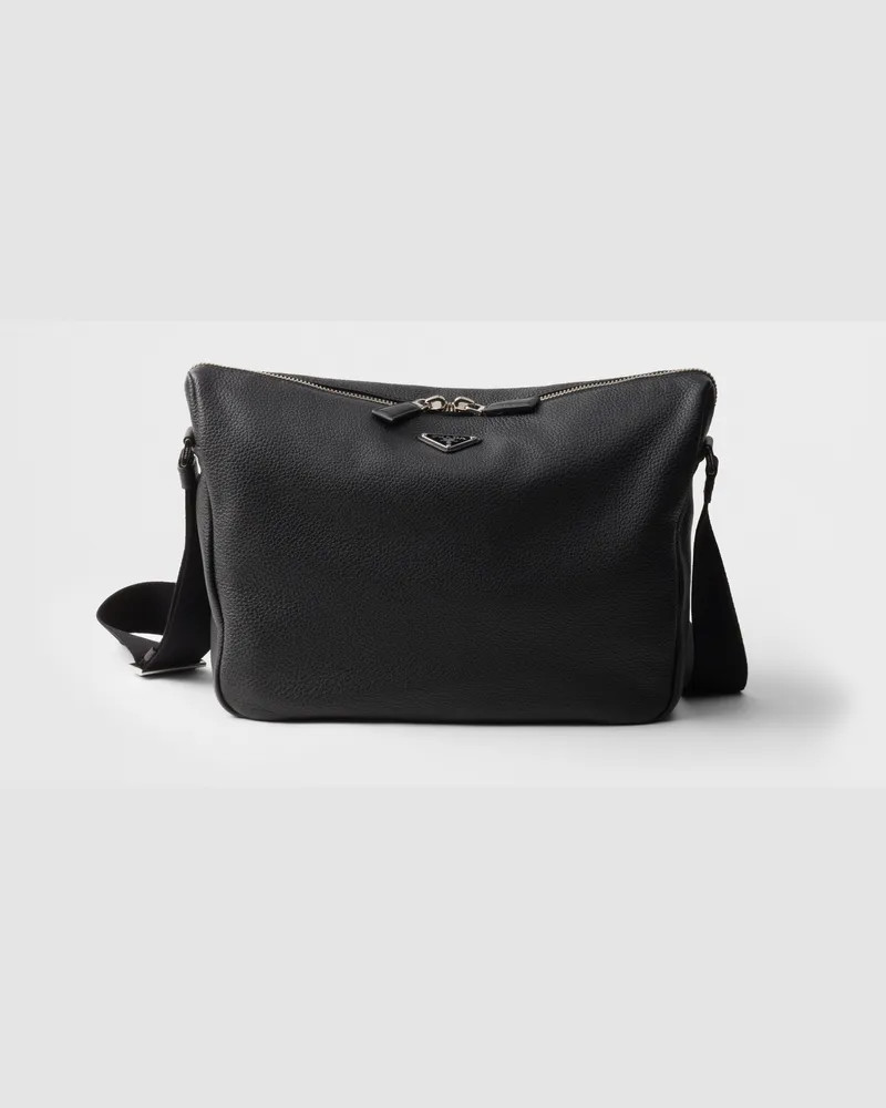 Prada Schultertasche aus Leder Schwarz