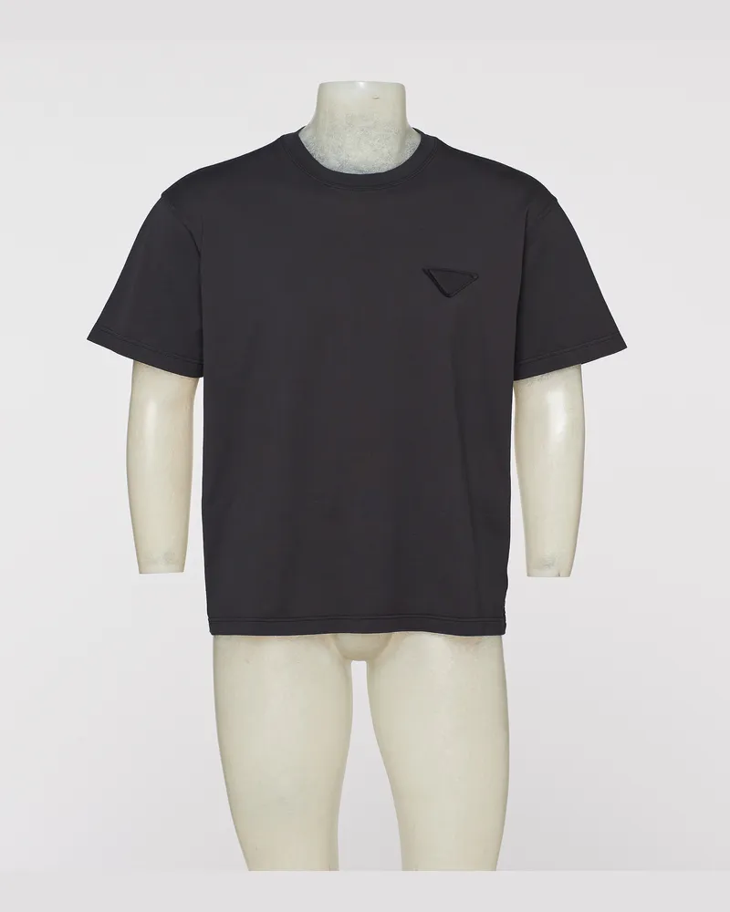 Prada T-shirt Aus Baumwolle, Herren, Schwarz, Größe Schwarz