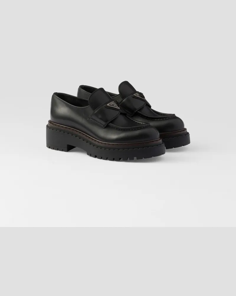 Prada Double Chocolate Loafer aus Leder Schwarz