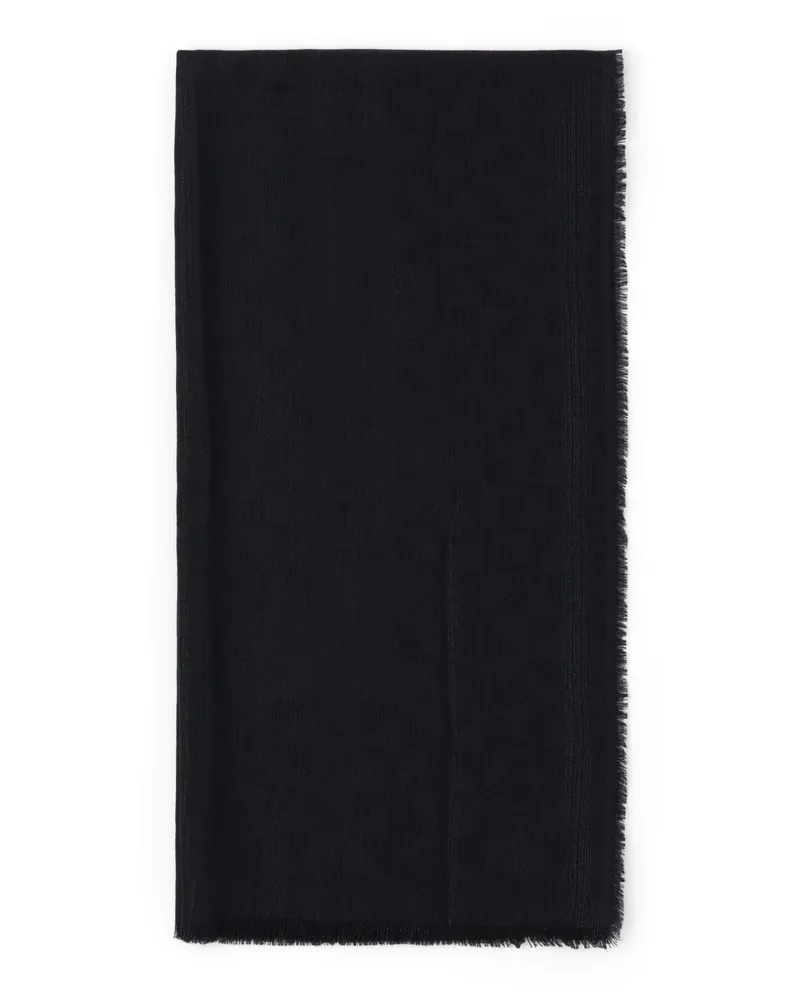 Prada Jacquard-schal Aus Wolle, Seide, Kaschmir Und Lurex , Damen, Black/metallic Blue Black