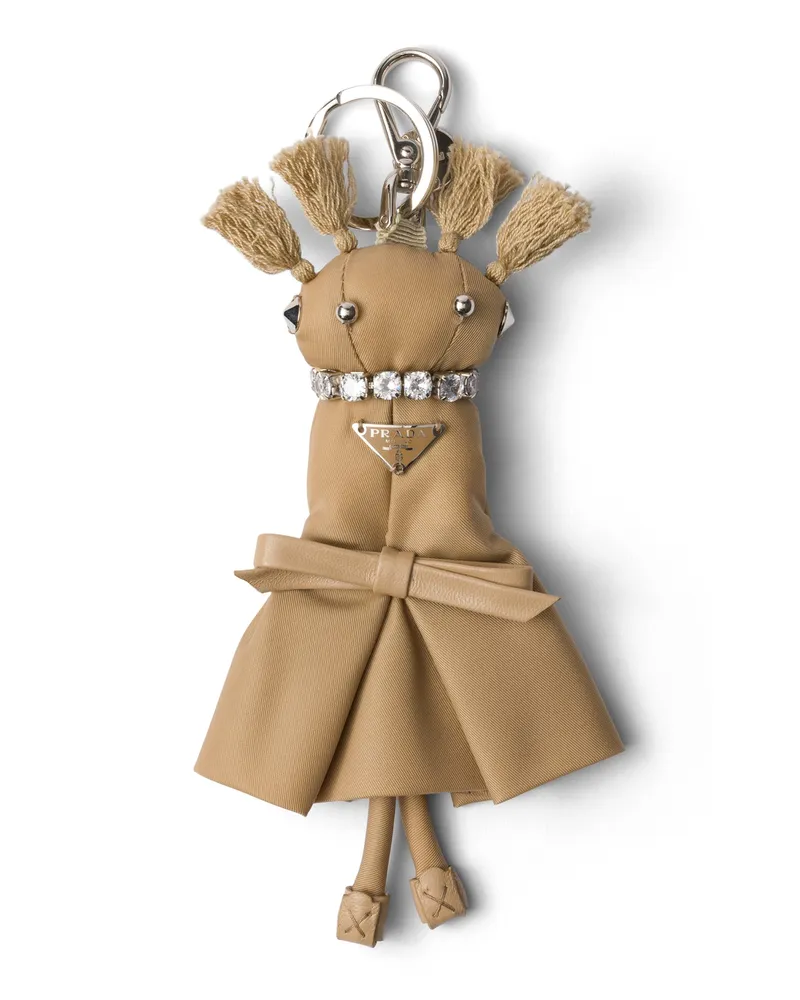 Prada Schlüsselanhänger Aus Re-nylon , Damen, Kamelbraun Kamelbraun