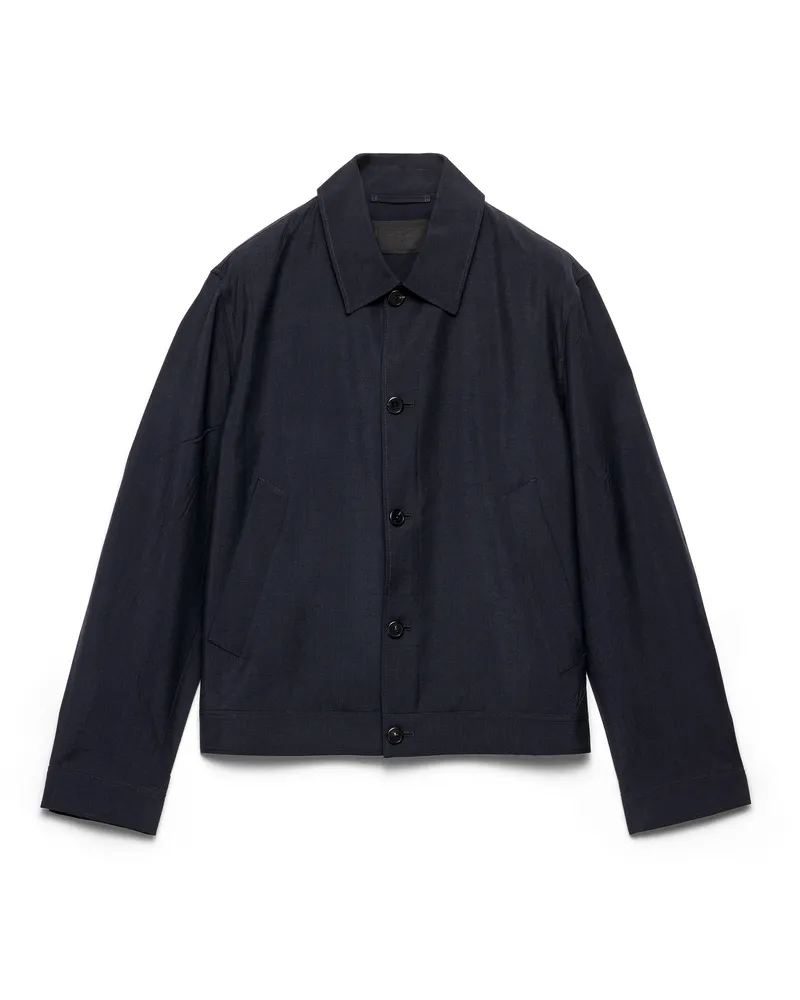 Prada Blousonjacke Aus Mohair Und Wolle, Herren, Blau, Größe Blau