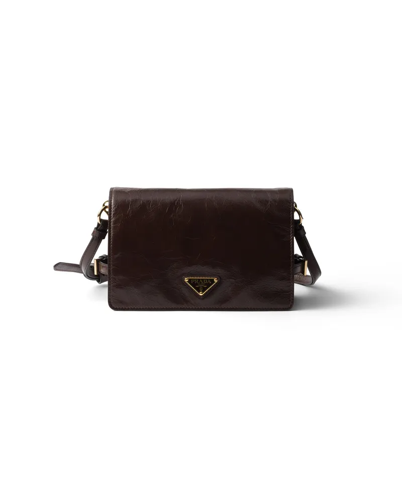 Prada Mini-schultertasche Aus Leder, Damen, Dunkelbraun Dunkelbraun