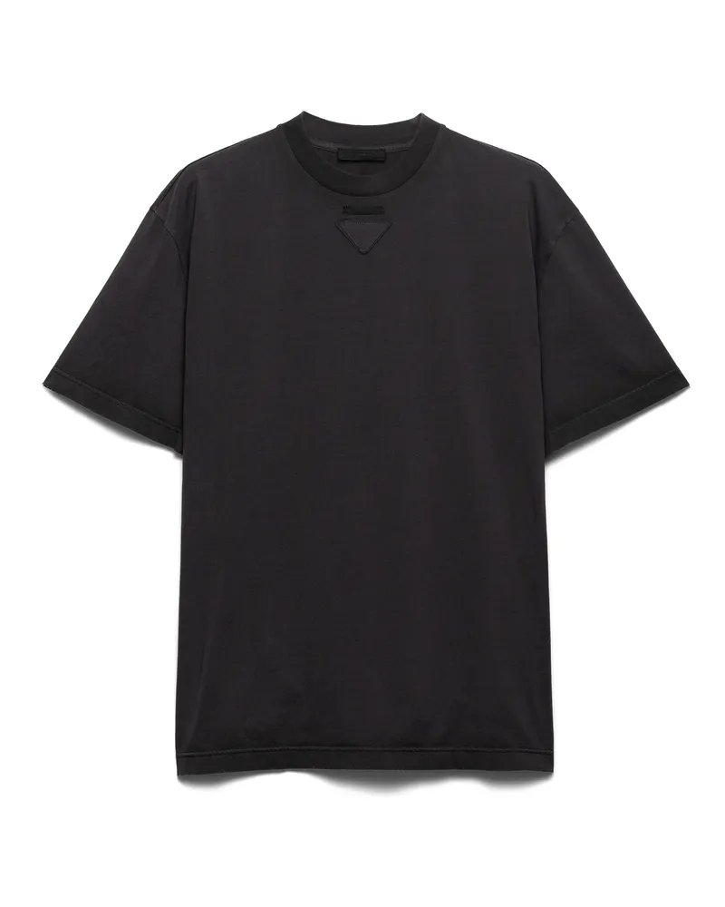 Prada T-shirt Aus Baumwolle, Herren, Bleigrau, Größe Bleigrau