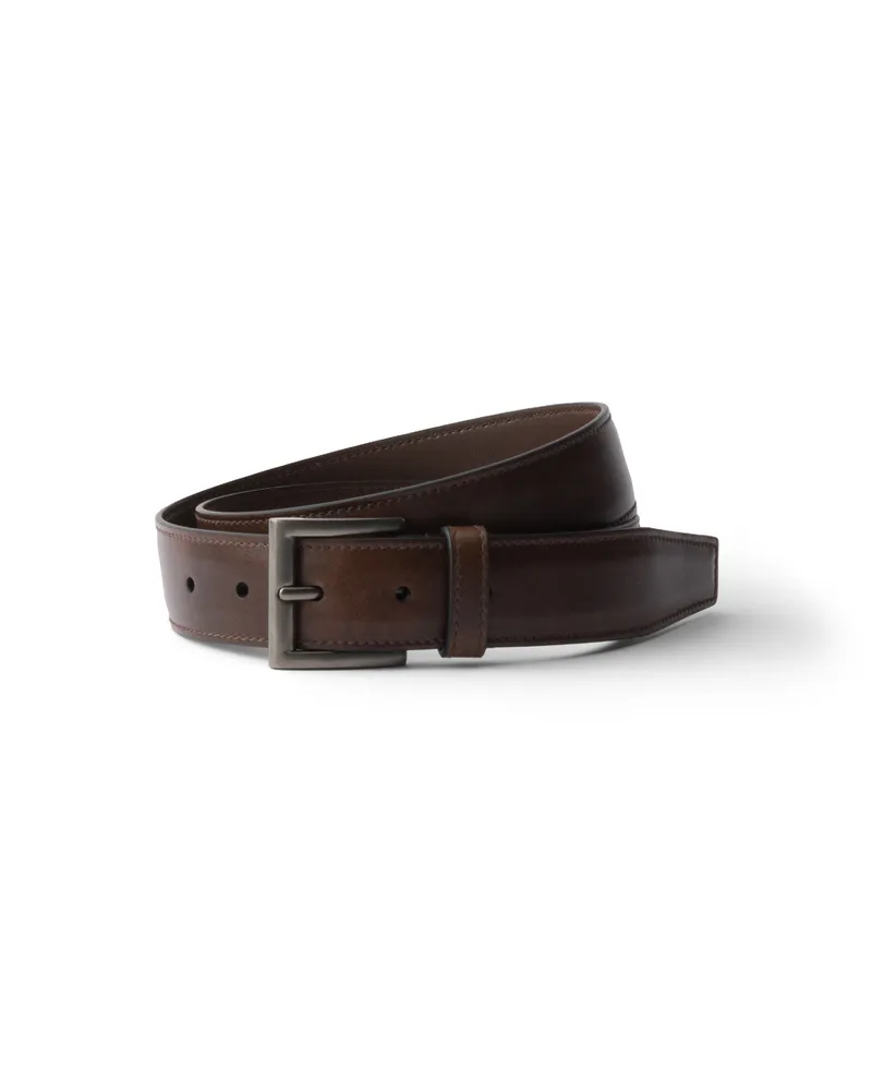 Prada Gürtel Aus Leder, Herren, Kakaobraun, Größe Kakaobraun