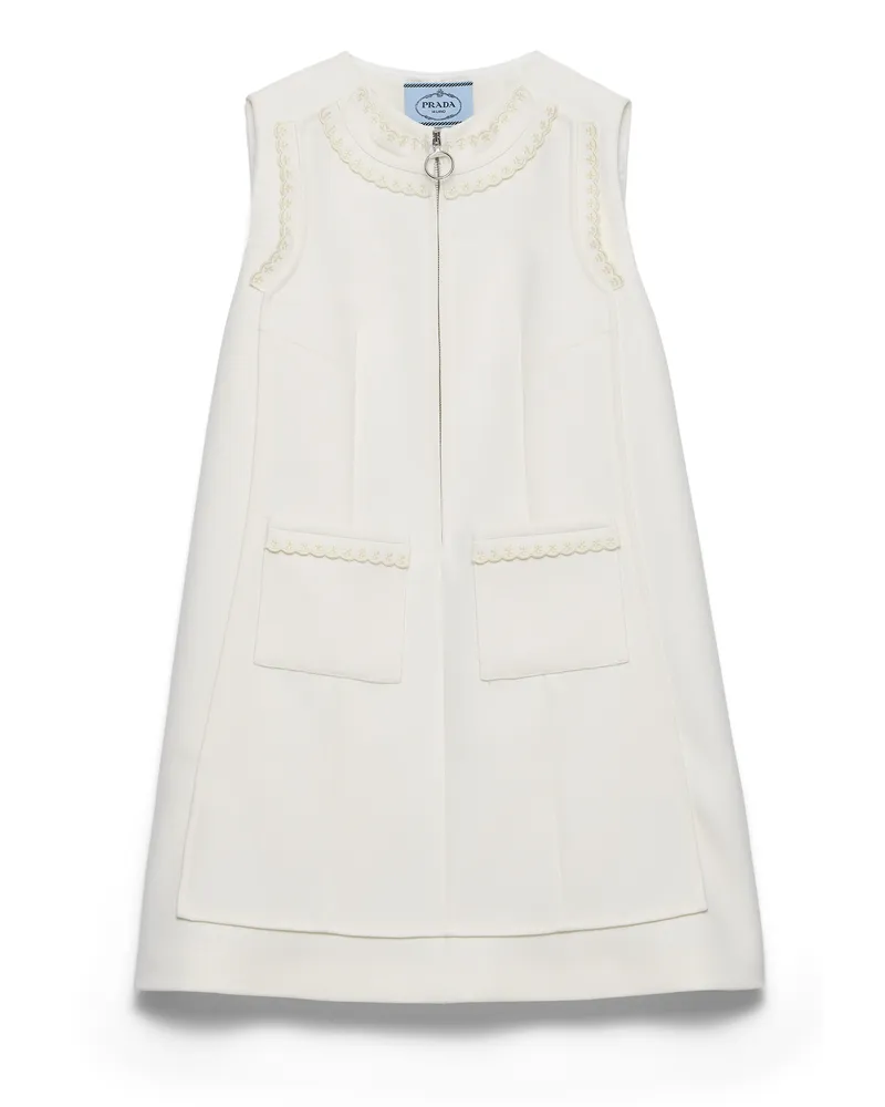Prada Besticktes Minikleid Aus Nattéstoff, Damen, Weiss, Größe Weiss