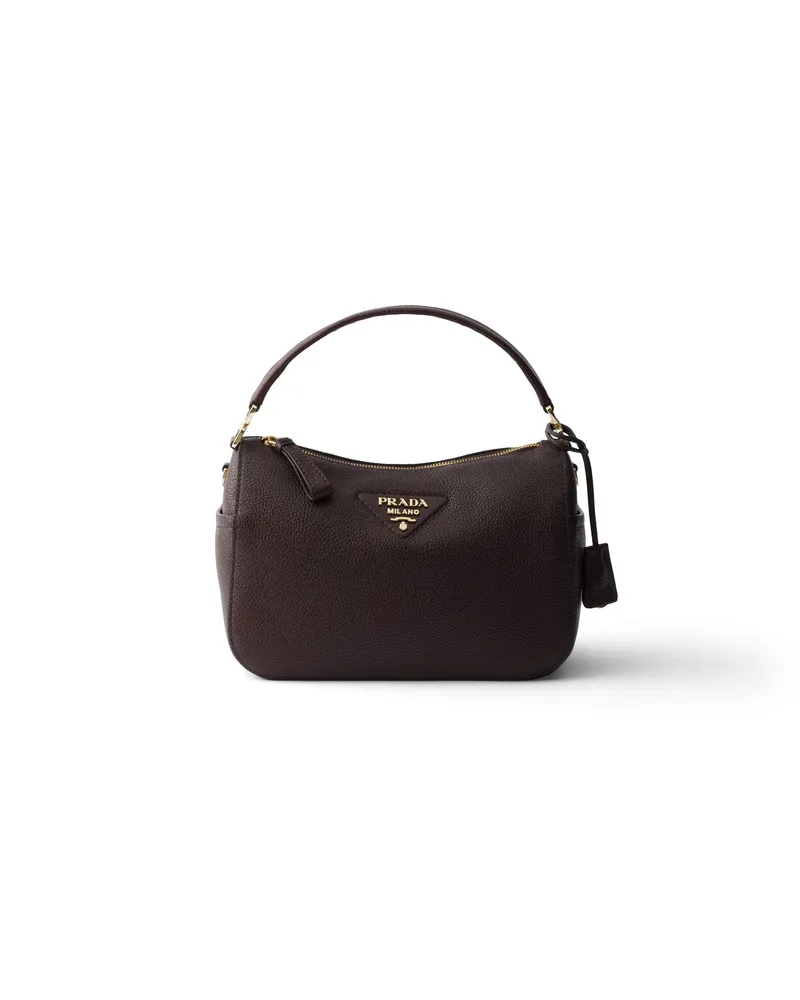 Prada Kleine Tasche Aus Leder, Damen, Dunkelbraun Dunkelbraun