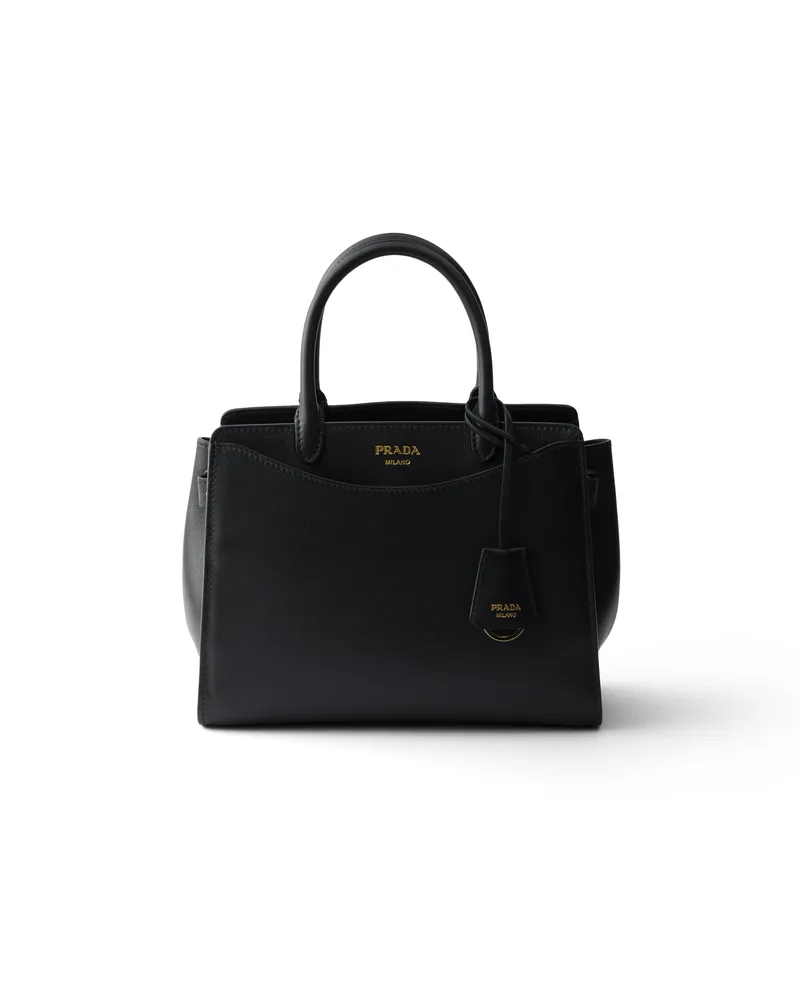 Prada Prelude Mittelgroße Handtasche Aus Leder, Damen, Schwarz Schwarz
