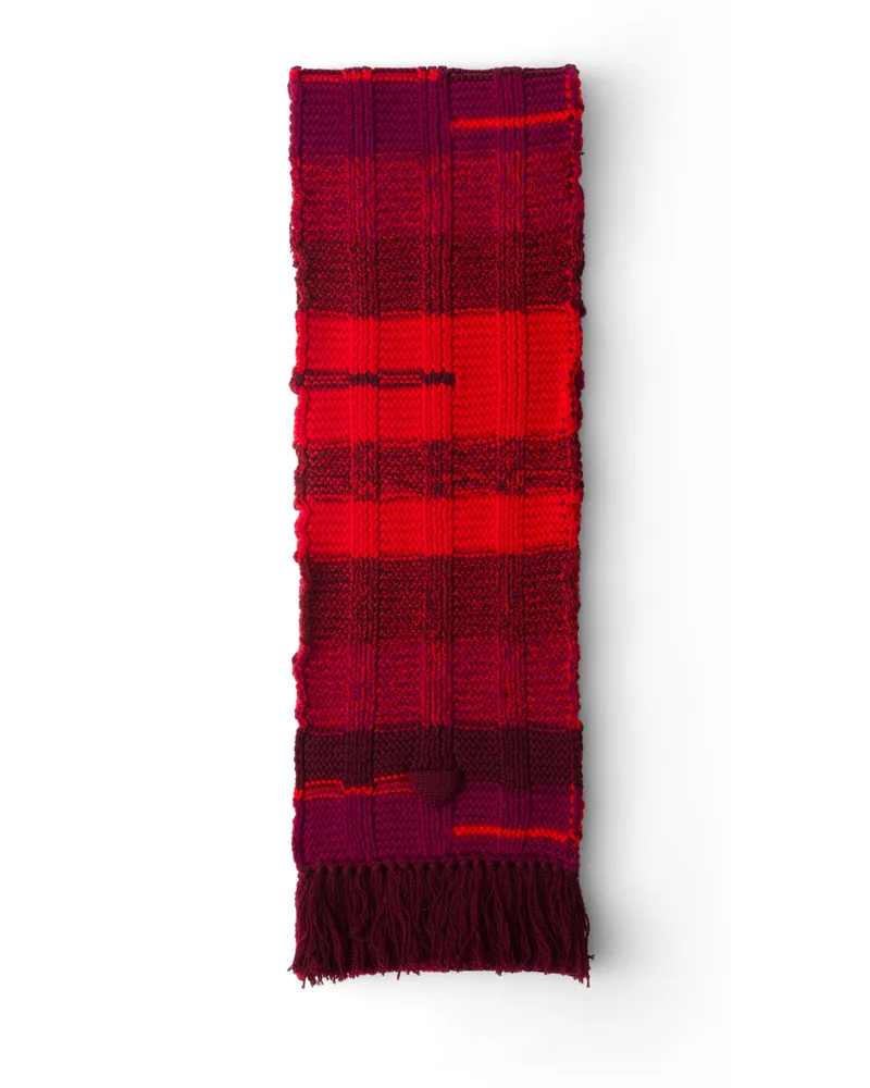 Prada Schal Aus Wolle, Damen, Amaranthrot Amaranthrot