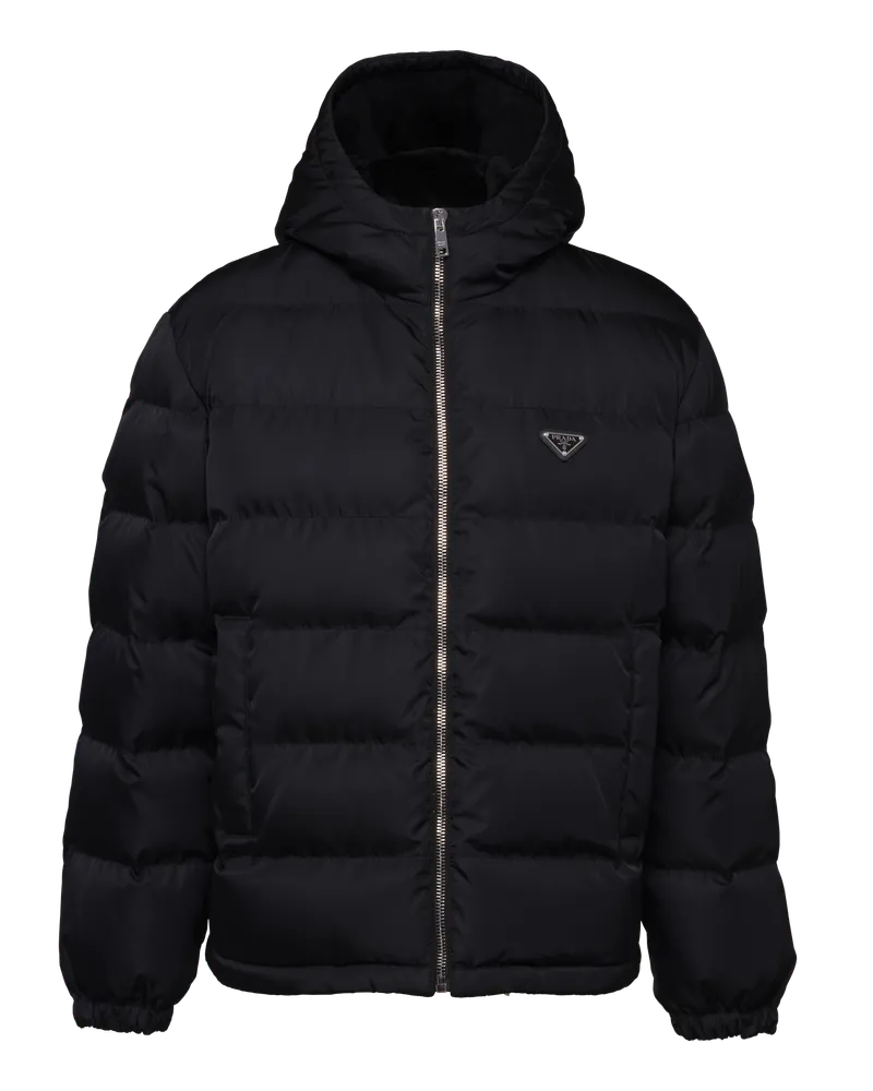 Prada Kurze Daunenjacke aus Re-Nylon Schwarz