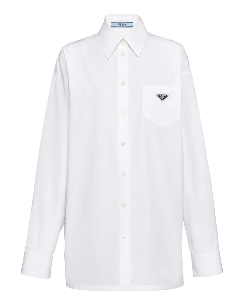 Prada Hemd Aus Popeline, Damen, Weiss, Größe Weiss
