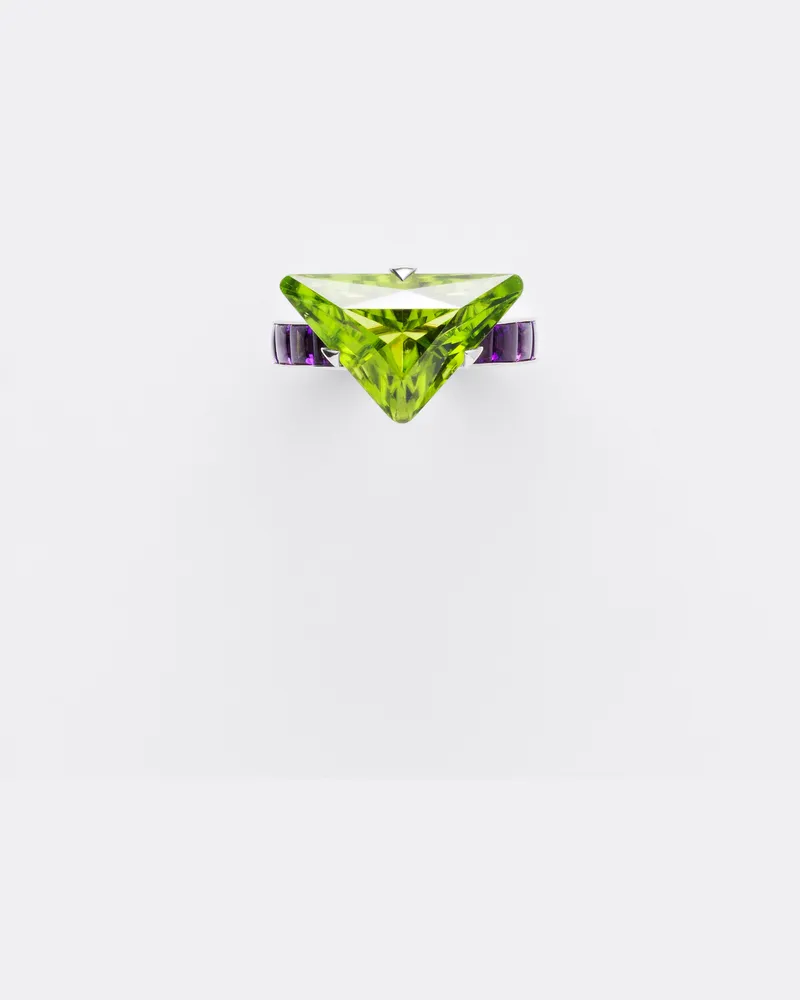 Prada Couleur Vivante Solitärring - Weißgold mit Peridot und Amethyst Gold