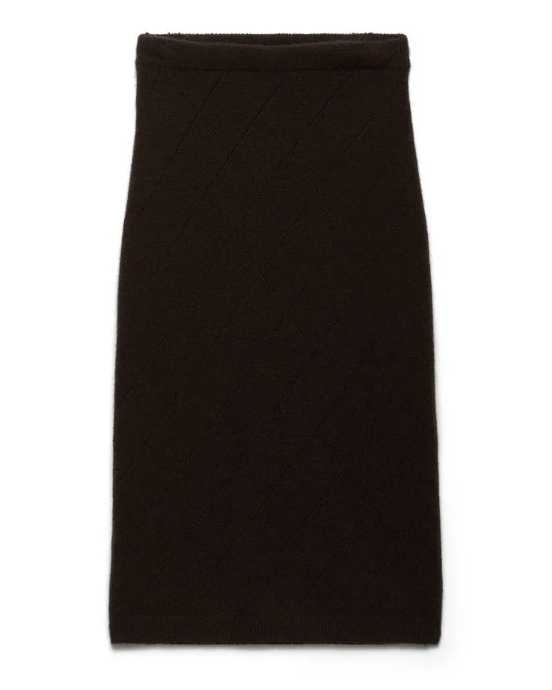 Prada Rock Aus Kaschmirstrick Mit Lochmuster, Damen, Dunkelbraun, Größe Dunkelbraun