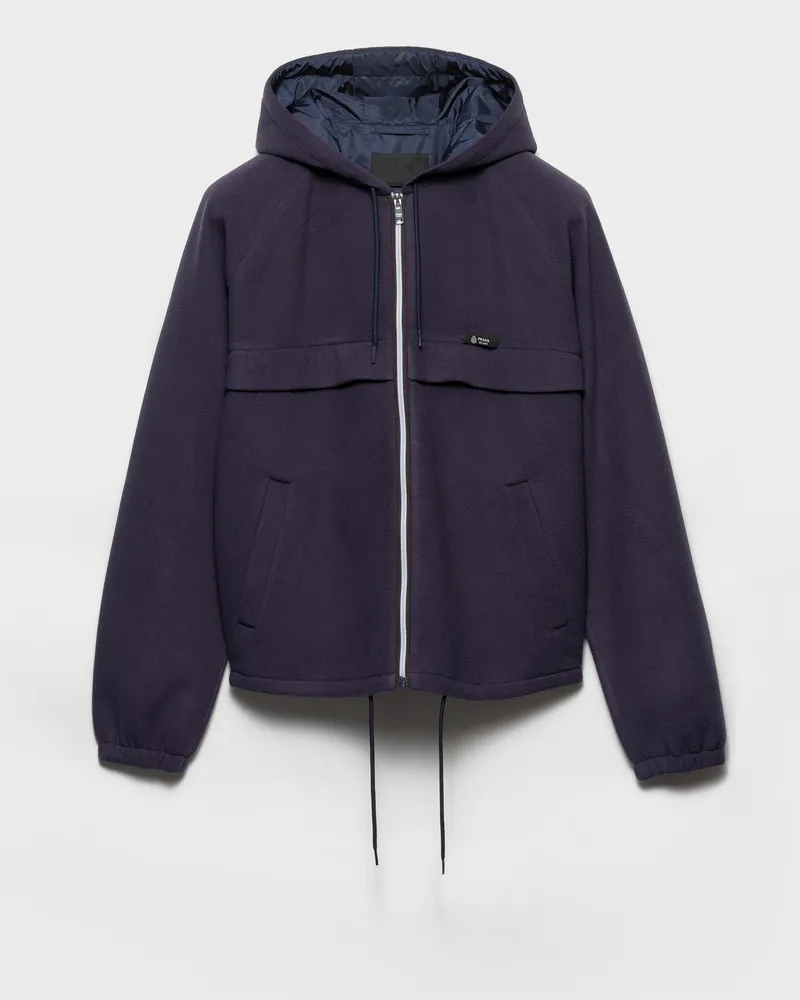 Prada Kapuzenblouson aus technischem Stoff Marineblau