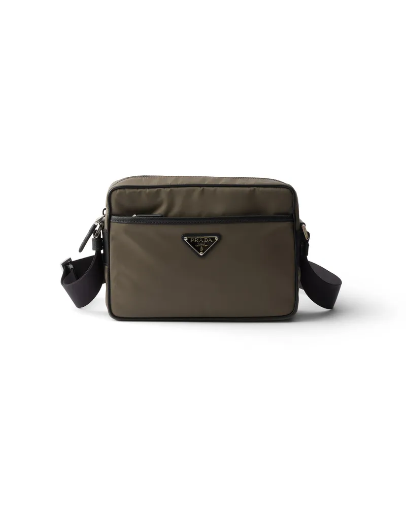 Prada Schultertasche Aus Re-nylon Und Saffiano, Herren, Rauchgrau Rauchgrau