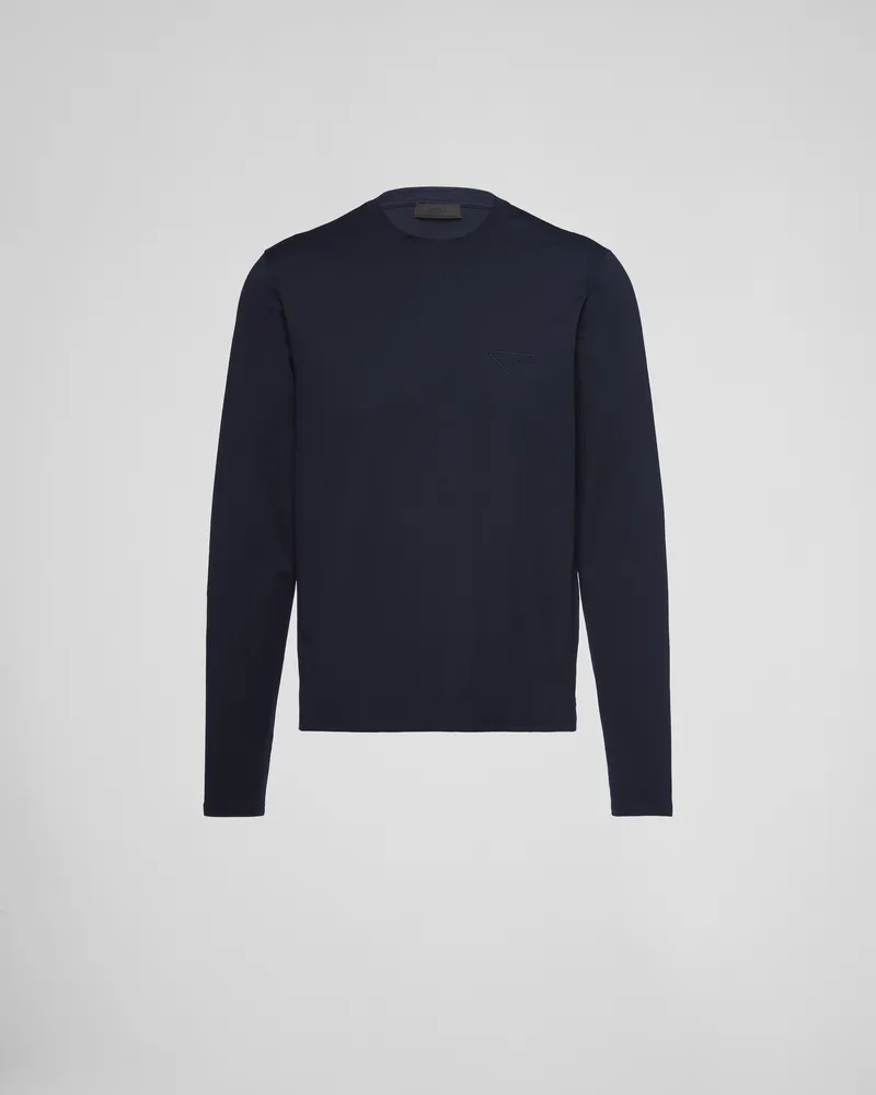 Prada T-Shirt aus Stretch-Baumwolle Marineblau