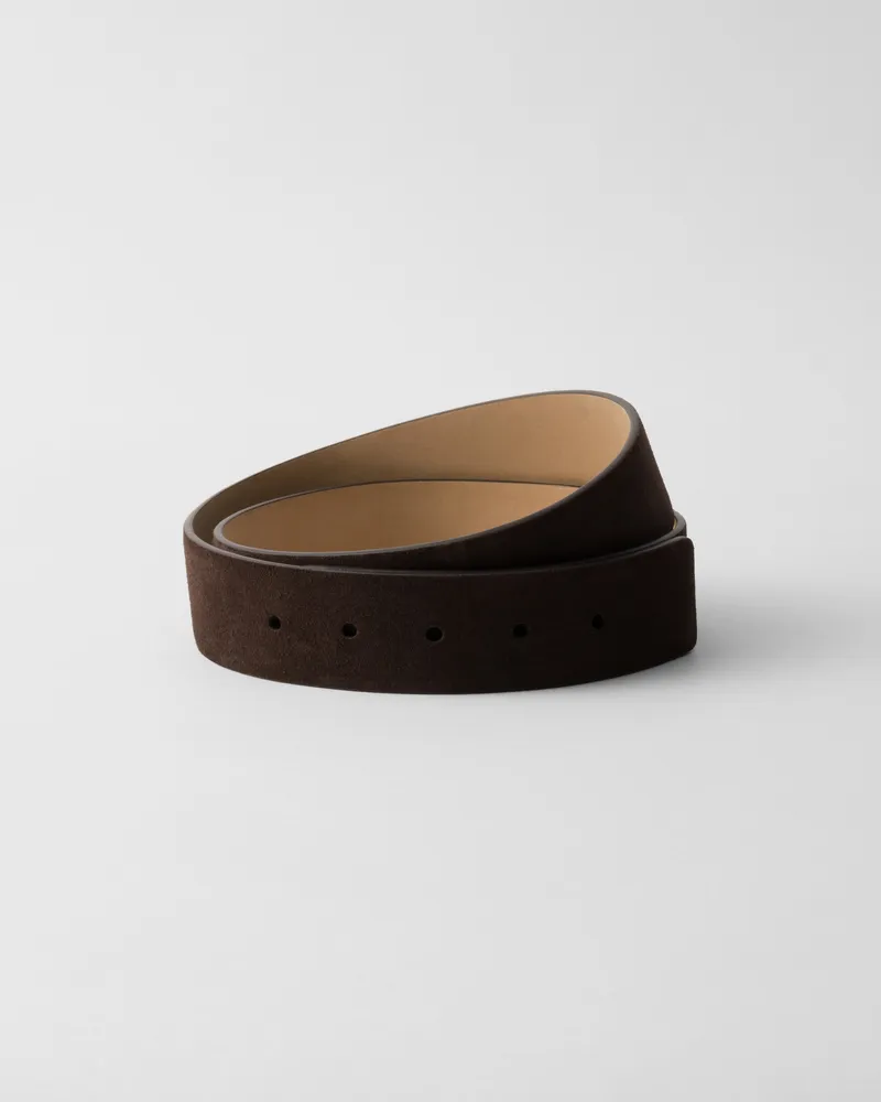 Prada Gürtelriemen aus Wildleder Dunkelbraun