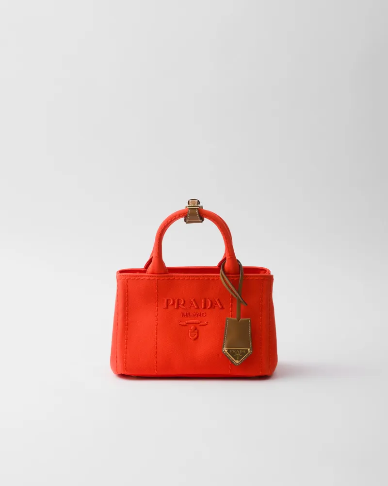 Prada Jardinière Mini-Handtasche aus Baumwoll-Canvas Orange