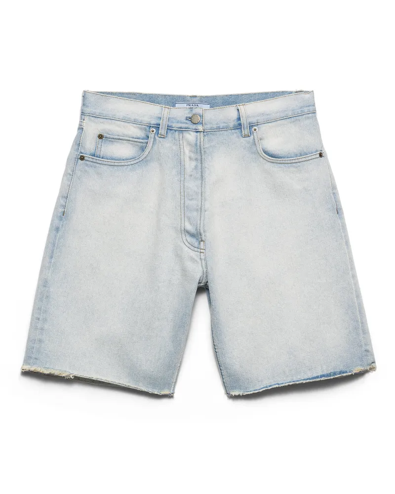 Prada Bermudas Aus Denim, Damen, Hellblau, Größe Hellblau