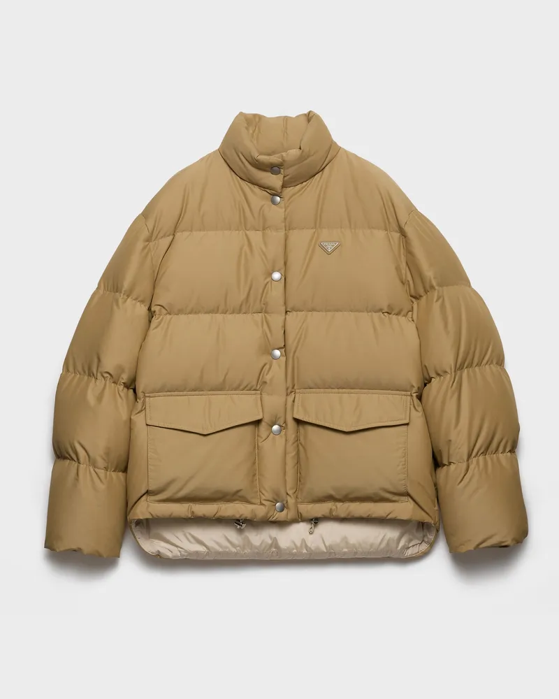 Prada Daunenjacke aus mittelschwerem Funktionsgewebe Korkbeige