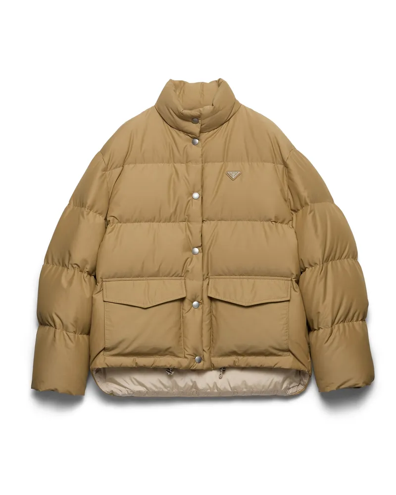 Prada Daunenjacke Aus Mittelschwerem Funktionsgewebe, Damen, Korkbeige, Größe Korkbeige