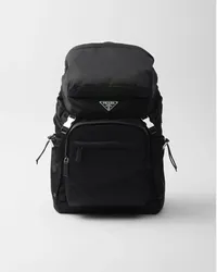 Prada Rucksack aus Re-Nylon und Saffiano-Leder Schwarz