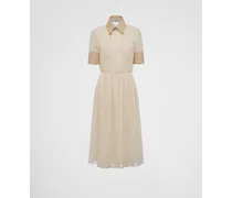 Prada Bedrucktes Kleid aus Georgette Elfenbein