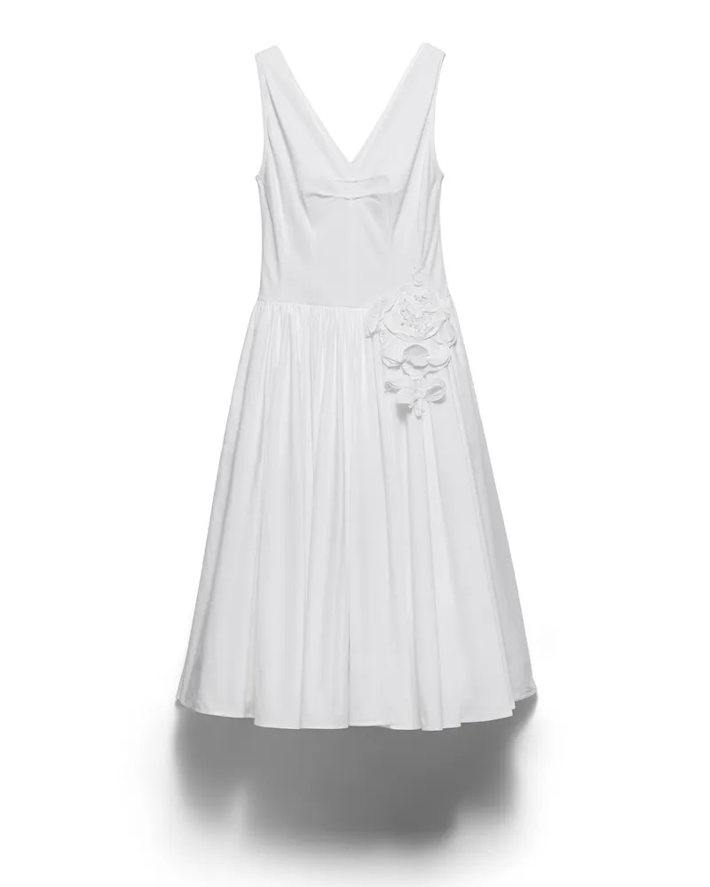 Prada Kleid Aus Baumwoll-popeline, Damen, Weiss, Größe Weiss