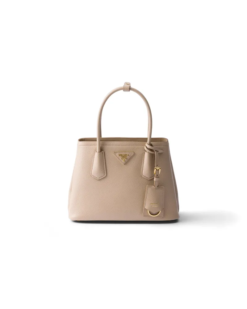 Prada Kleine  Double Tasche Aus Saffiano-leder, Damen, Cameo Cameo