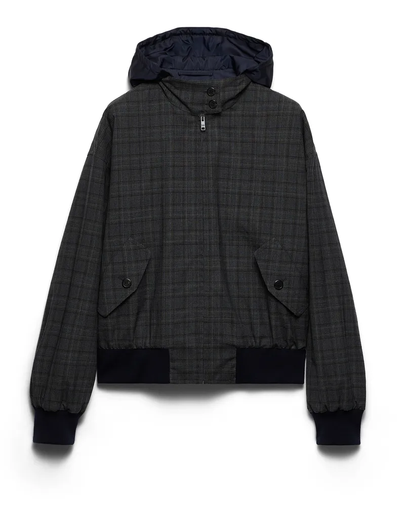 Prada Wolljacke Mit Prince-of-wales-karo, Damen, Hämatit, Größe Hämatit