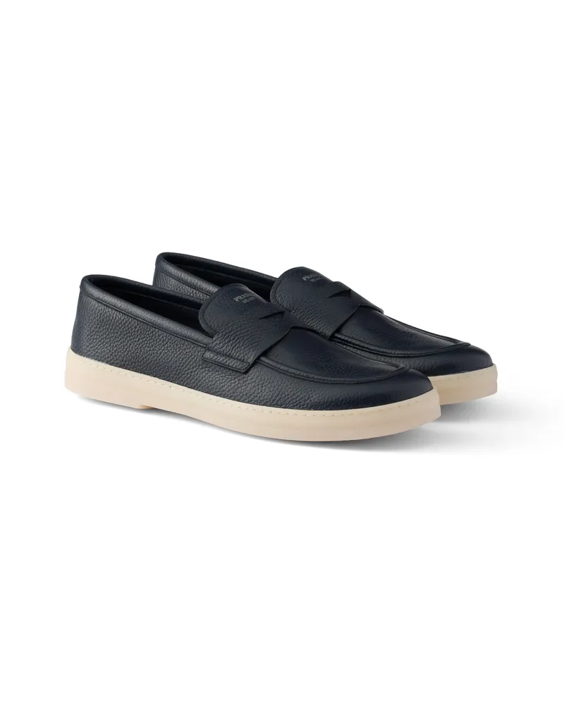 Prada Loafer Aus Leder, Herren, Ostseeblau, Größe 12 Ostseeblau