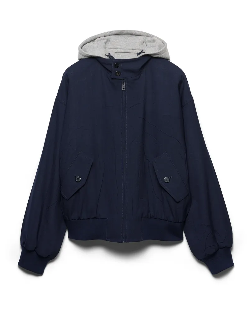 Prada Kapuzenjacke Aus Wolle, Herren, Marineblau, Größe Marineblau