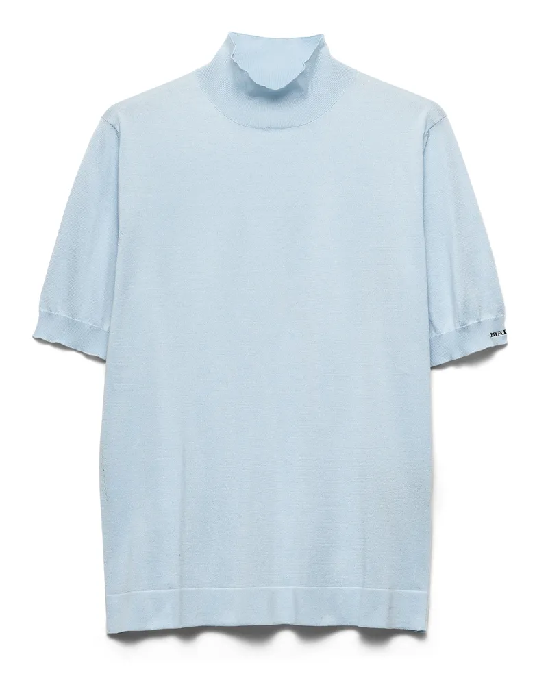 Prada Kurzärmliger Pullover Aus Baumwolle, Herren, Himmelblau, Größe Himmelblau