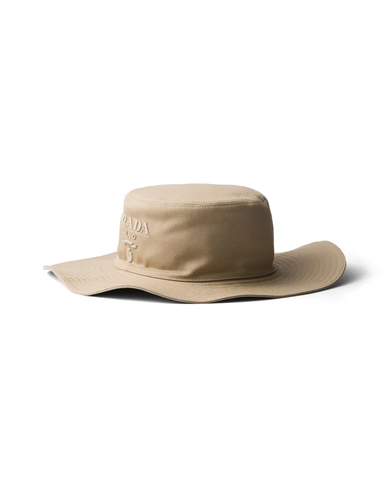 Prada Hut Aus Drillich Mit Breiter Krempe, Herren, Khaki, Größe Khaki