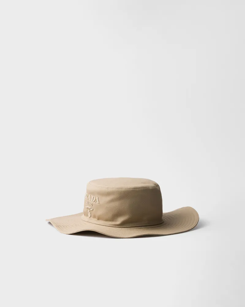 Prada Hut aus Drillich mit breiter Krempe Khaki