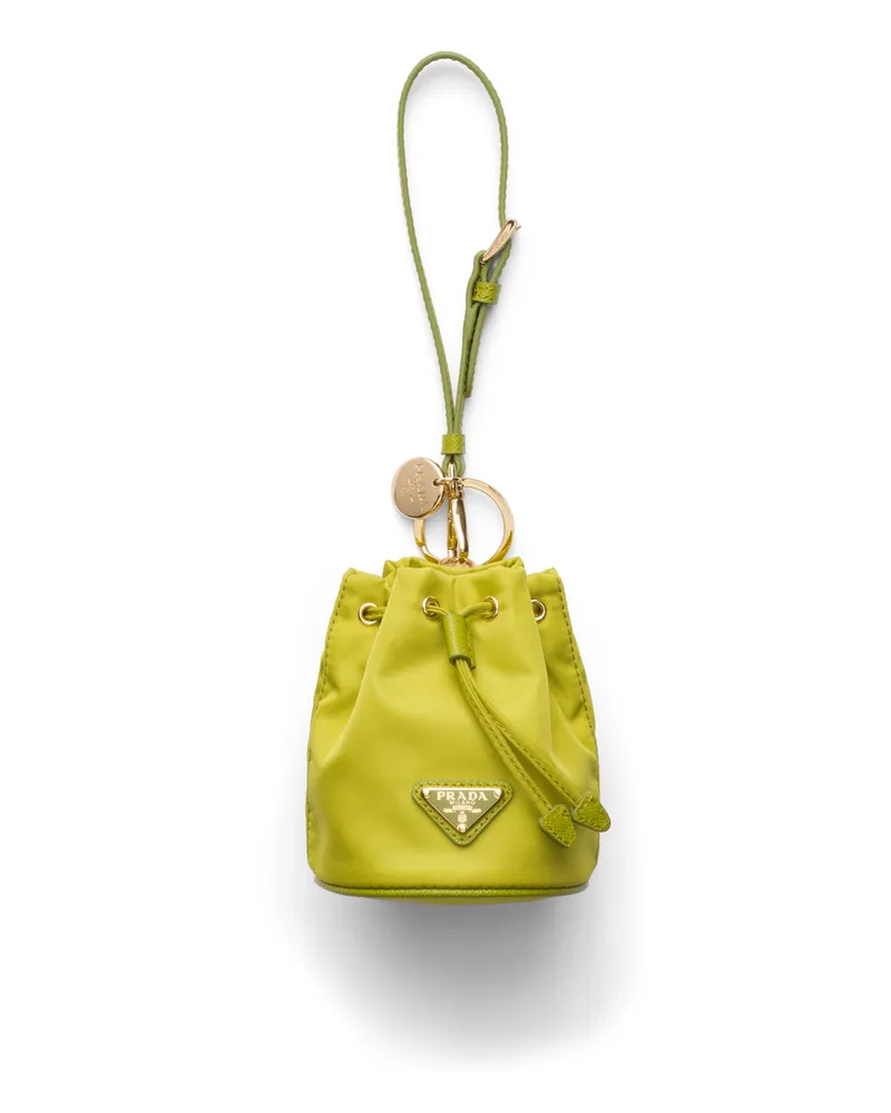 Prada Mini-icon-schlüsselanhänger Aus Re-nylon, Damen, Farngrün Farngrün