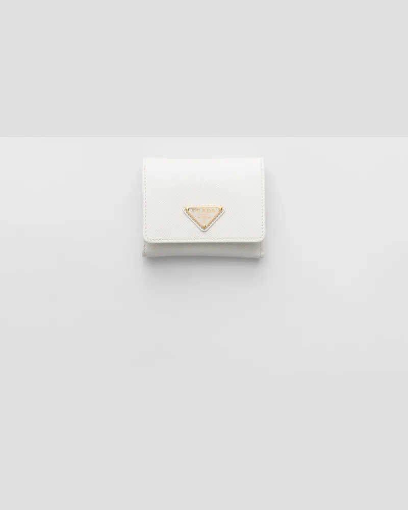 Prada Kleine Geldbörse aus Saffiano-Leder Weiss