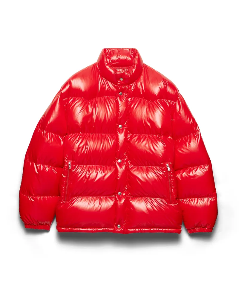 Prada Mittelschwere Daunenjacke Aus Re-nylon, Herren, Rot, Größe Rot
