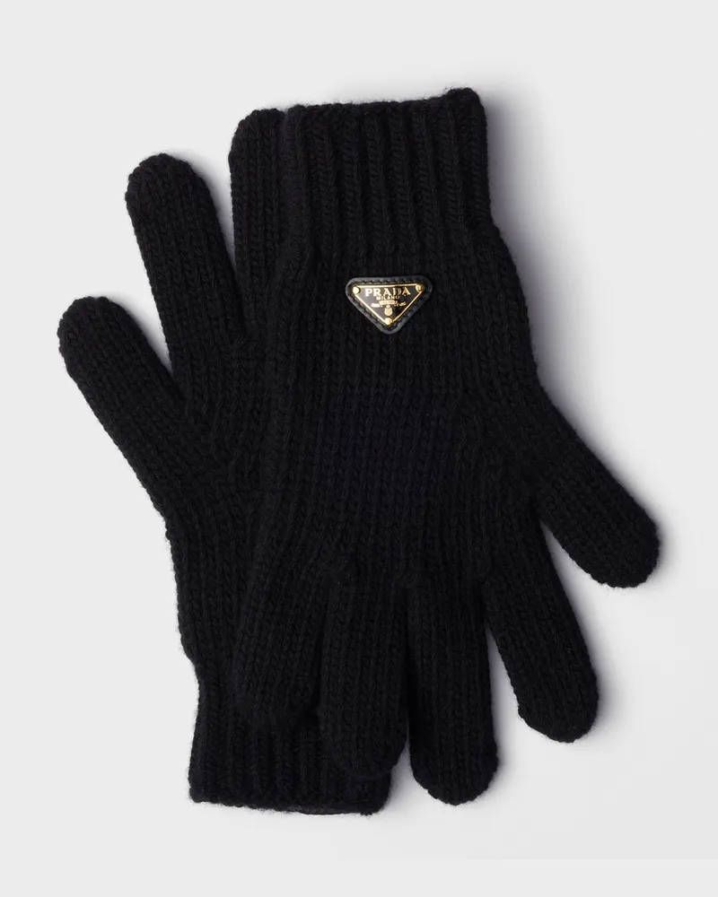 Prada Handschuhe aus Wolle Schwarz