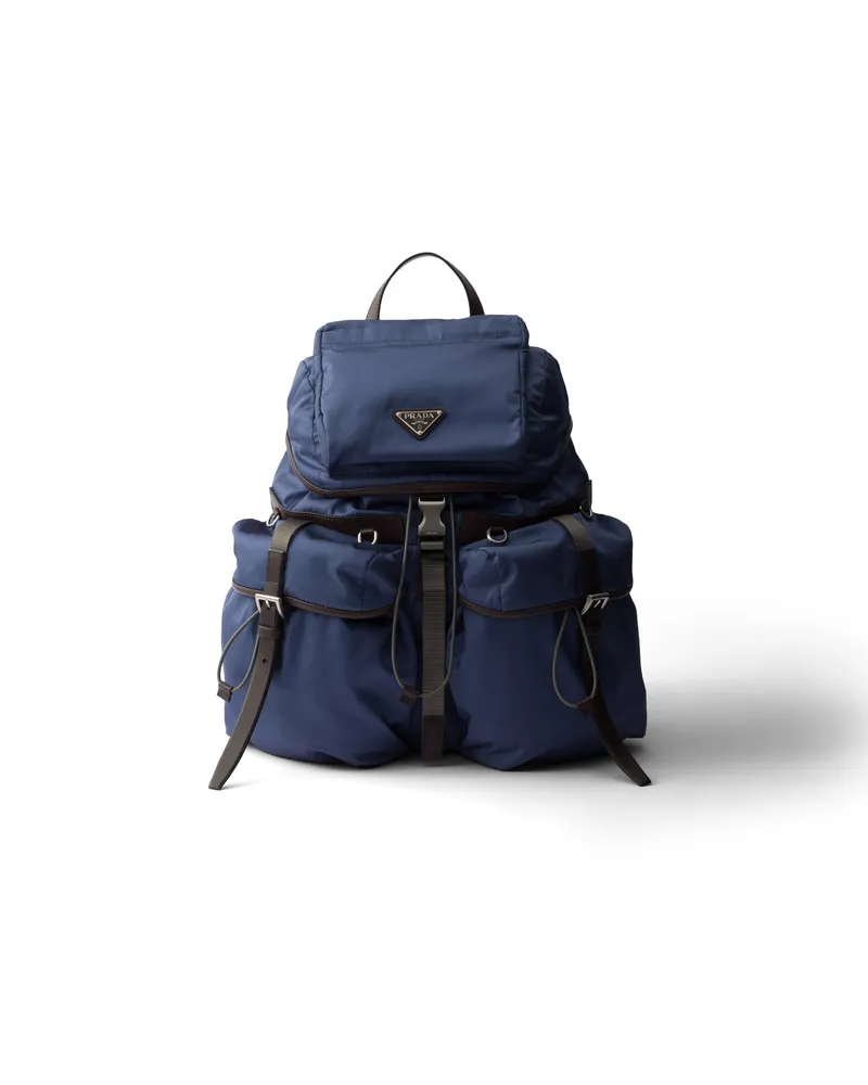 Prada Rucksack Aus Re-nylon Und Leder, Herren, Aviation/blau Aviation