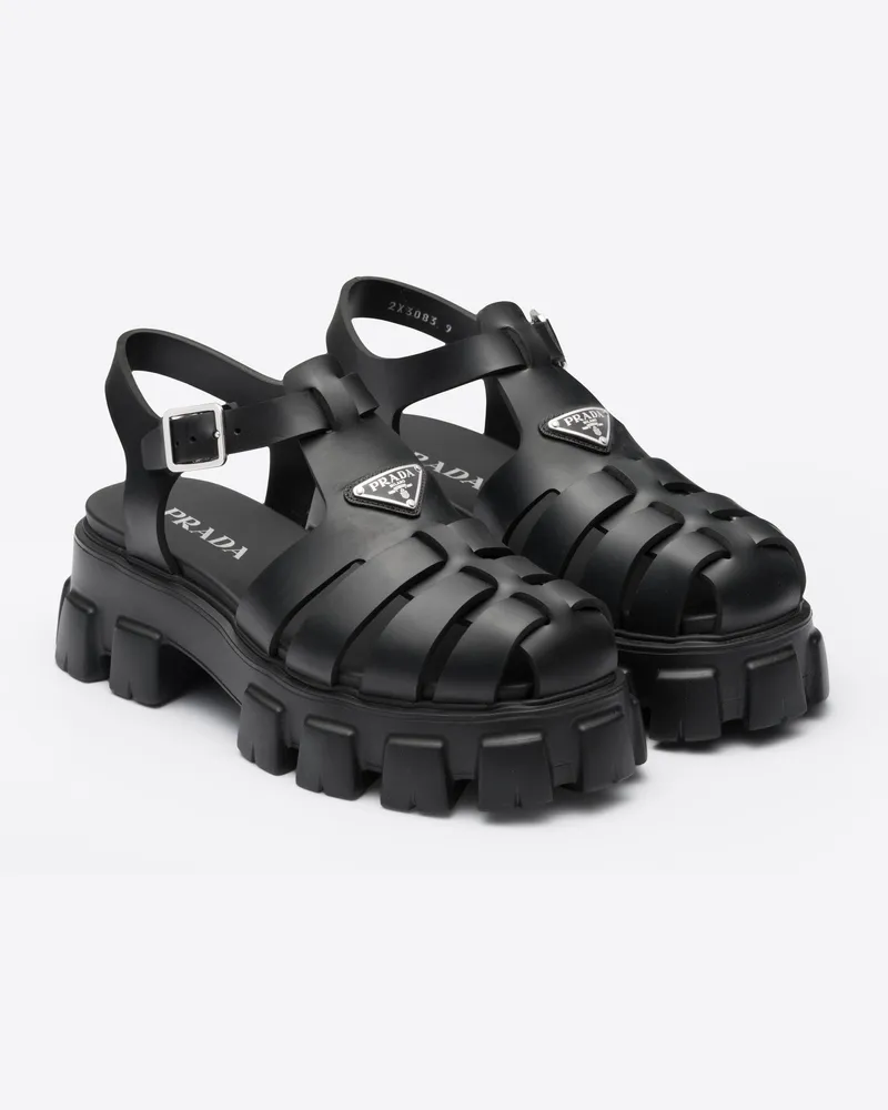 Prada Monolith Sandalen aus Gummi Schwarz