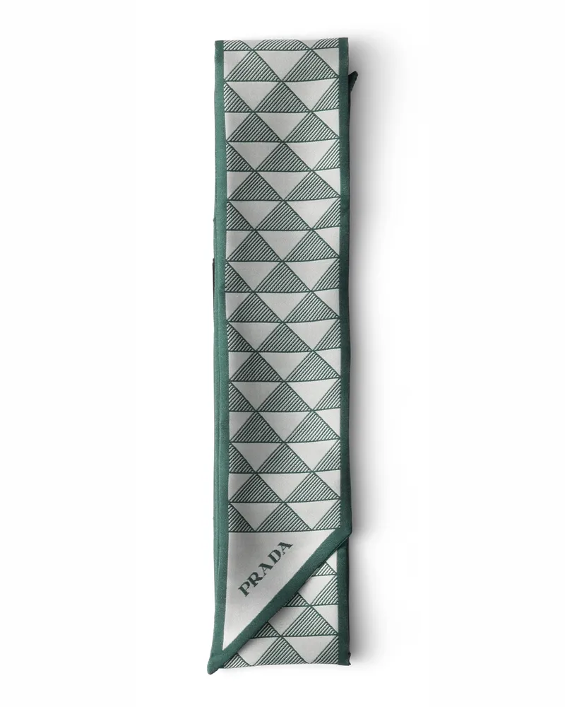 Prada Krawatte Aus Jacquard-seide, Damen, Smaragdgrün Smaragdgrün